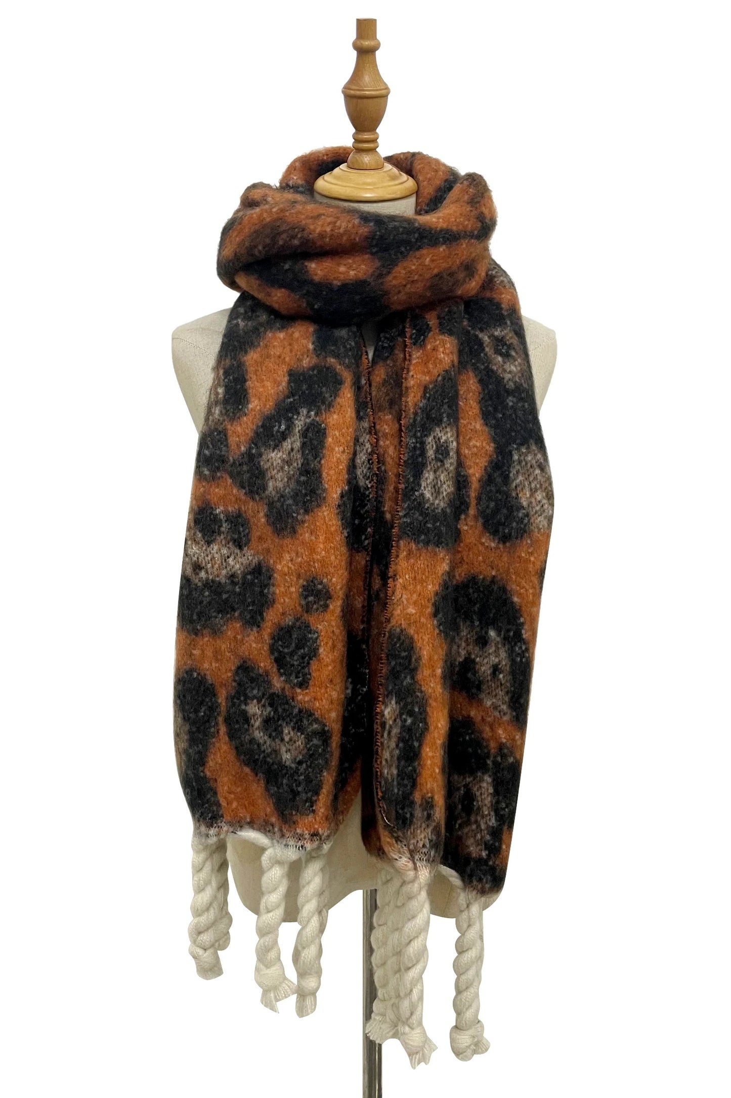 Animal Print Tassel Blanket Scarf