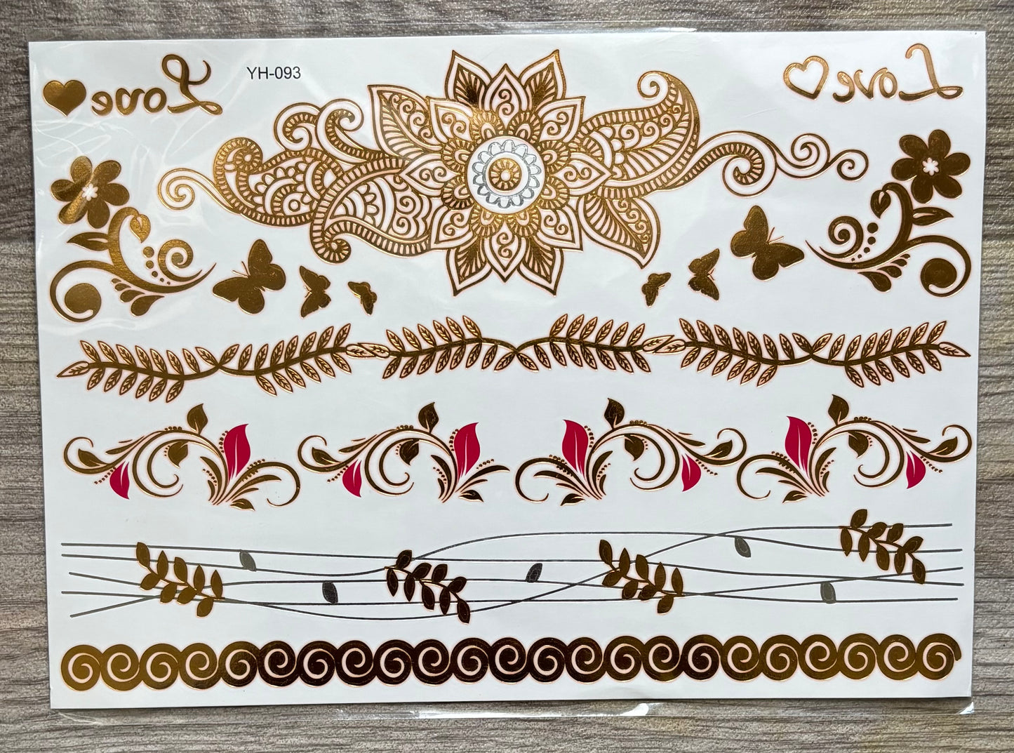 Temporary Gold Foil Love/ Dreamcatcher/ Silver and Gold Tattoos
