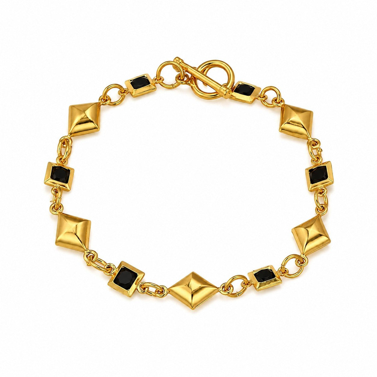 Gold & Black Geometric Link Bracelet