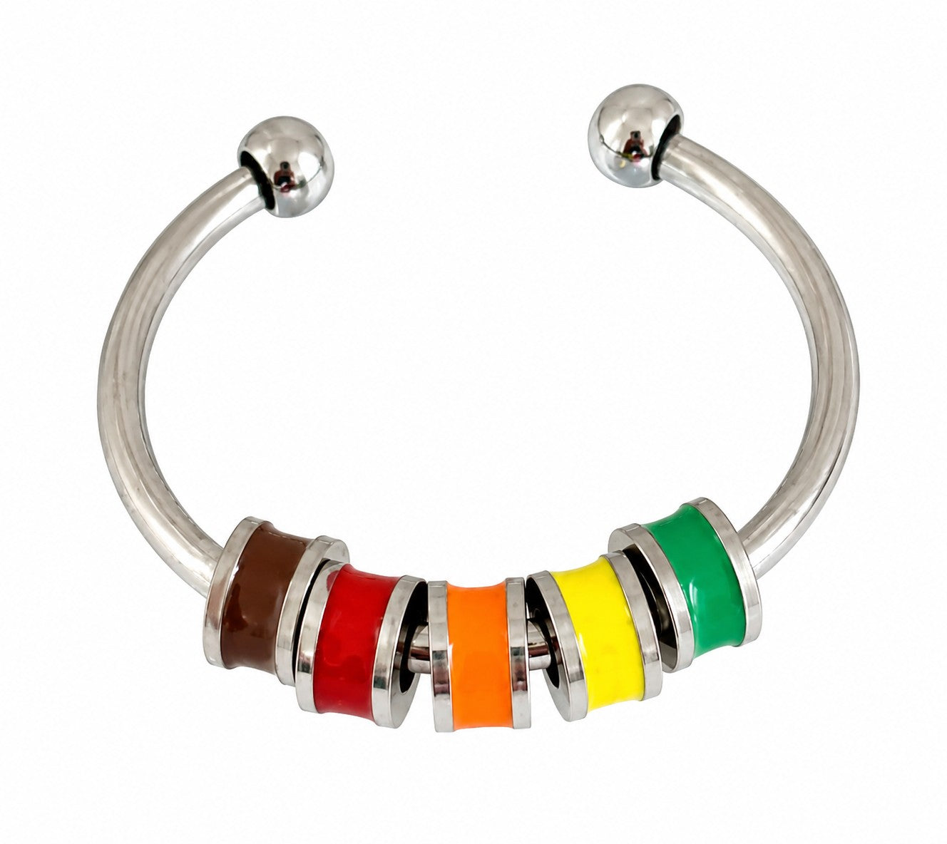Rainbow Multi Bead Spinner Ring