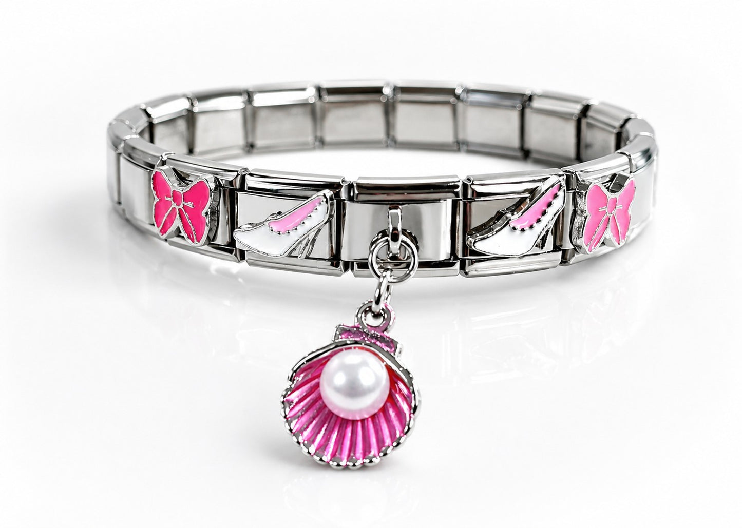 Pink Pearl Shell Italian Charm Bracelet