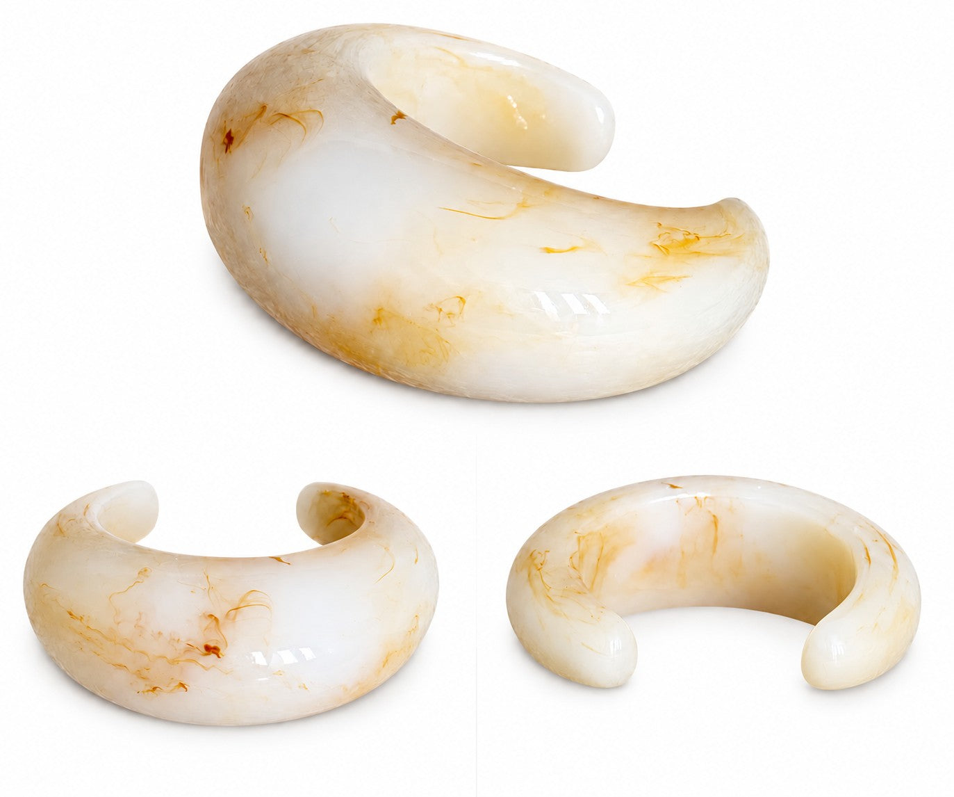 Cream Marble Effect Resin Cuff Bangle