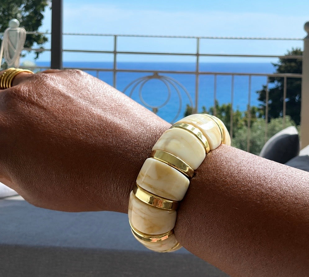Marble Effect Resin Stretch Bangle