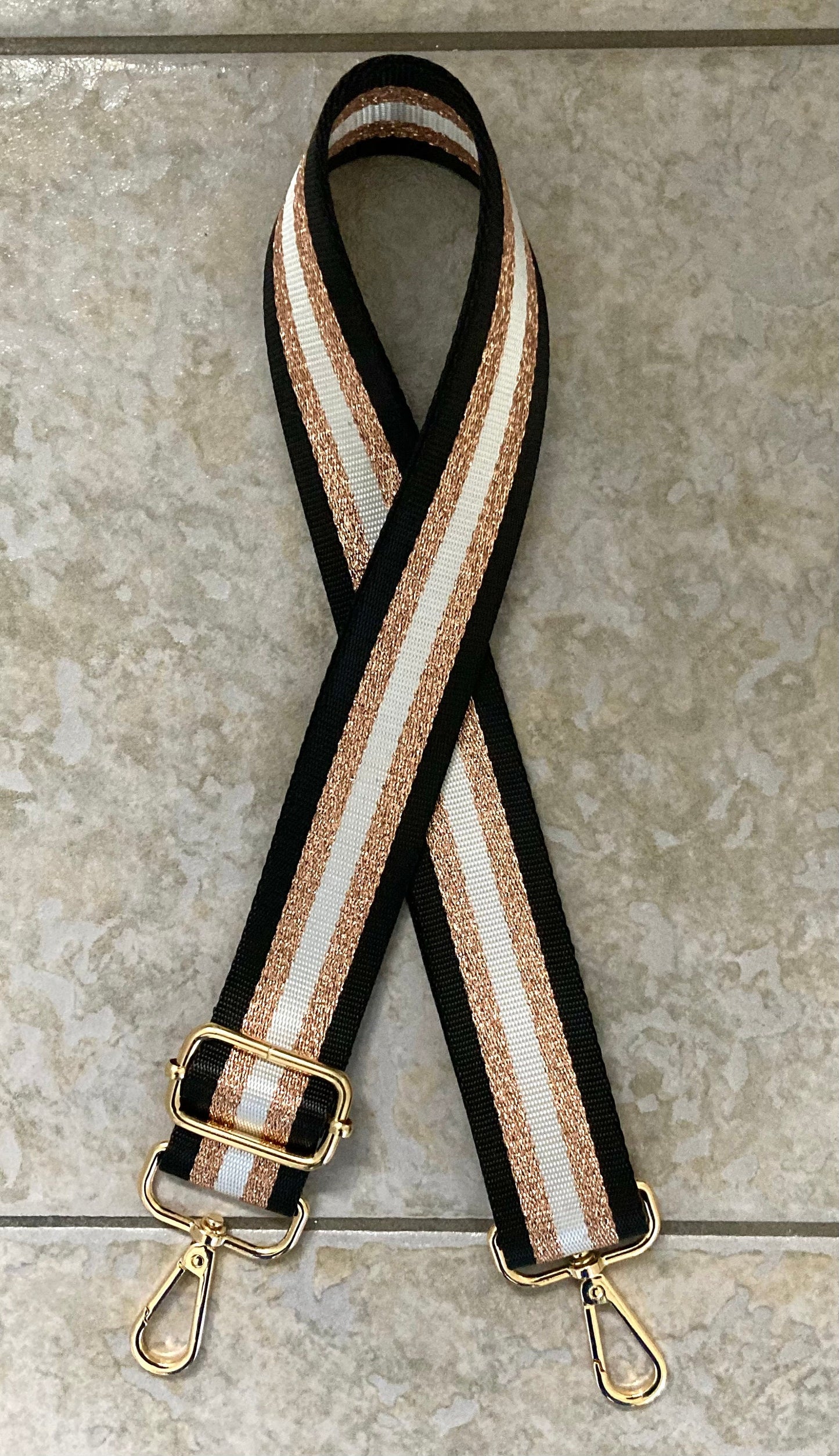 Gold Stripe Handbag, Shoulder Adjustable Straps