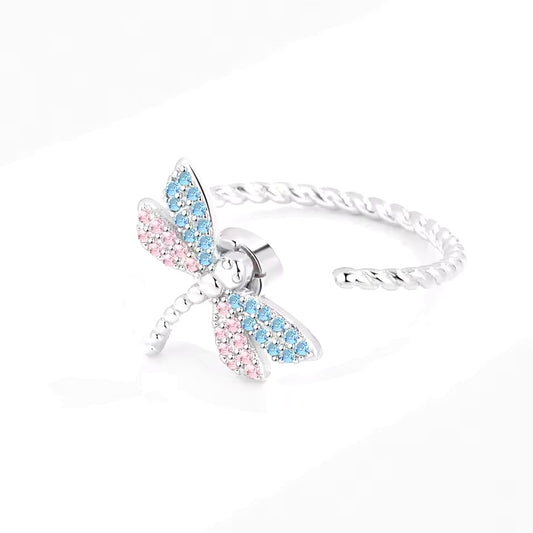 Diamante Dragonfly Anxiety Spinner Ring
