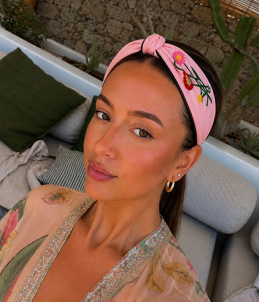 Embroidered Floral Knot Hairband