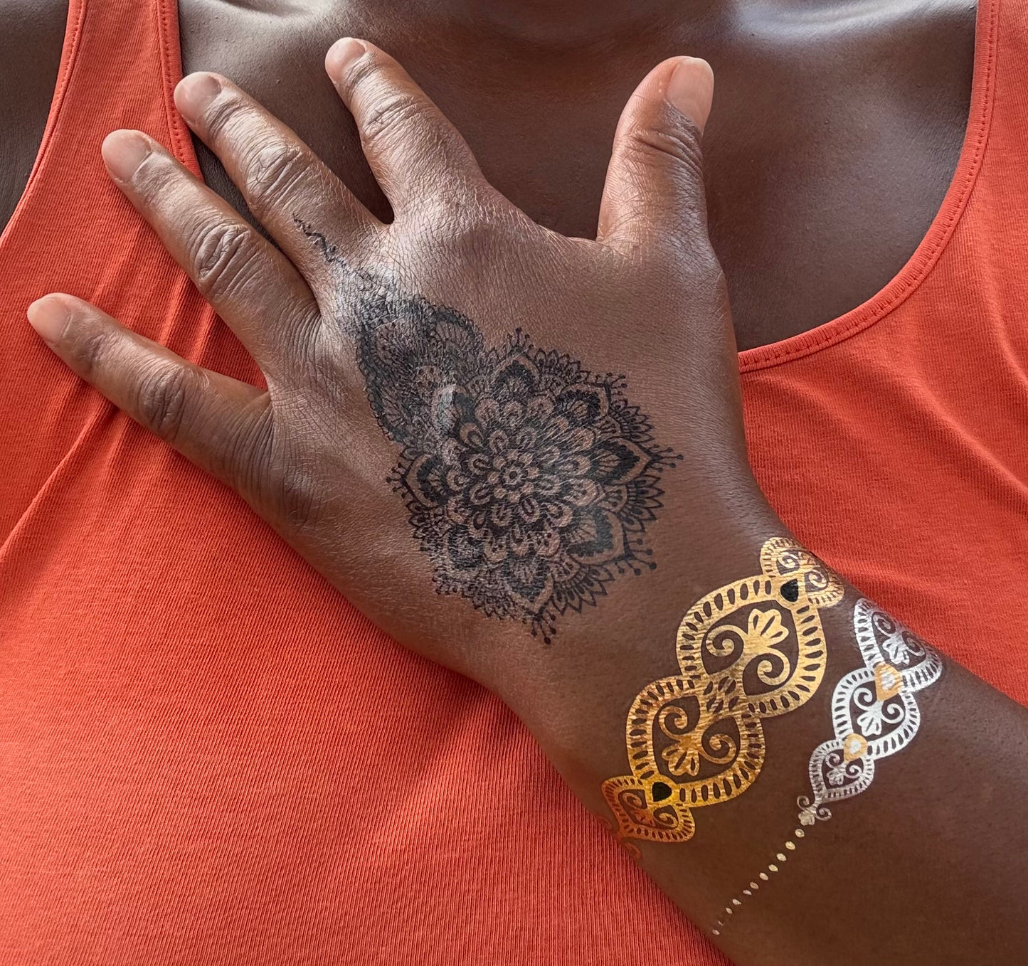Temporary Black Mandala Tattoo