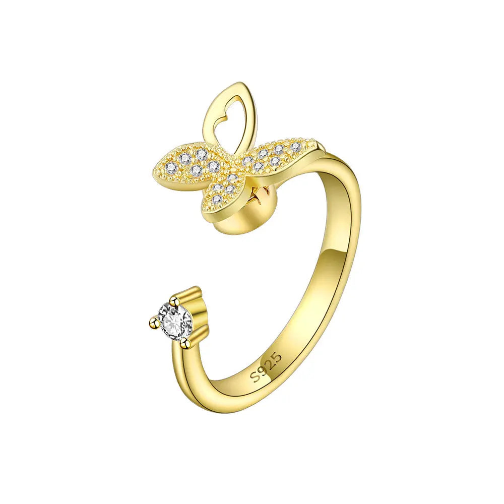 Diamante Butterfly Spinner Ring