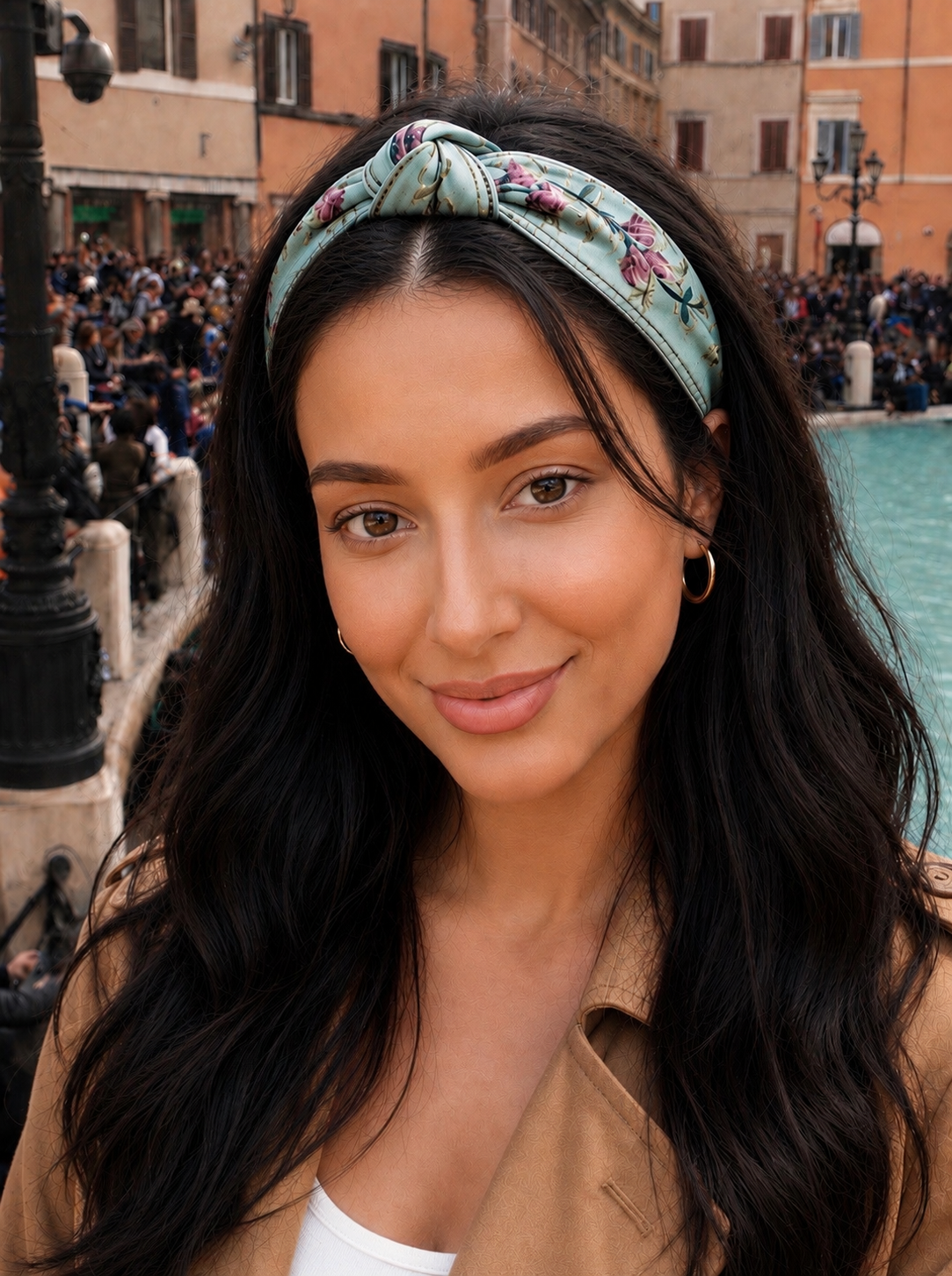 Embroidered Floral Knot Hair Band