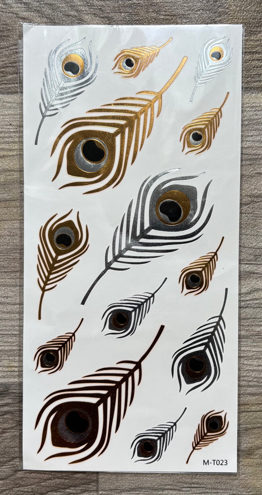 Temporary Gold Foil Feathers/Mandala Tattoos