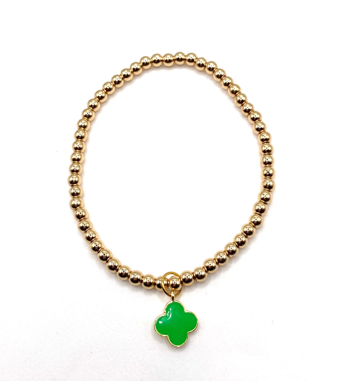 Clover Leaf Charm Beaded Bracelet