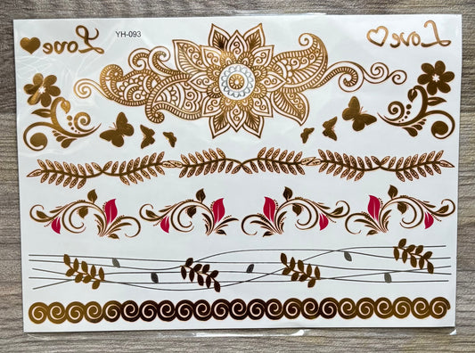 Temporary Gold Foil Love/ Dreamcatcher/ Silver and Gold Tattoos