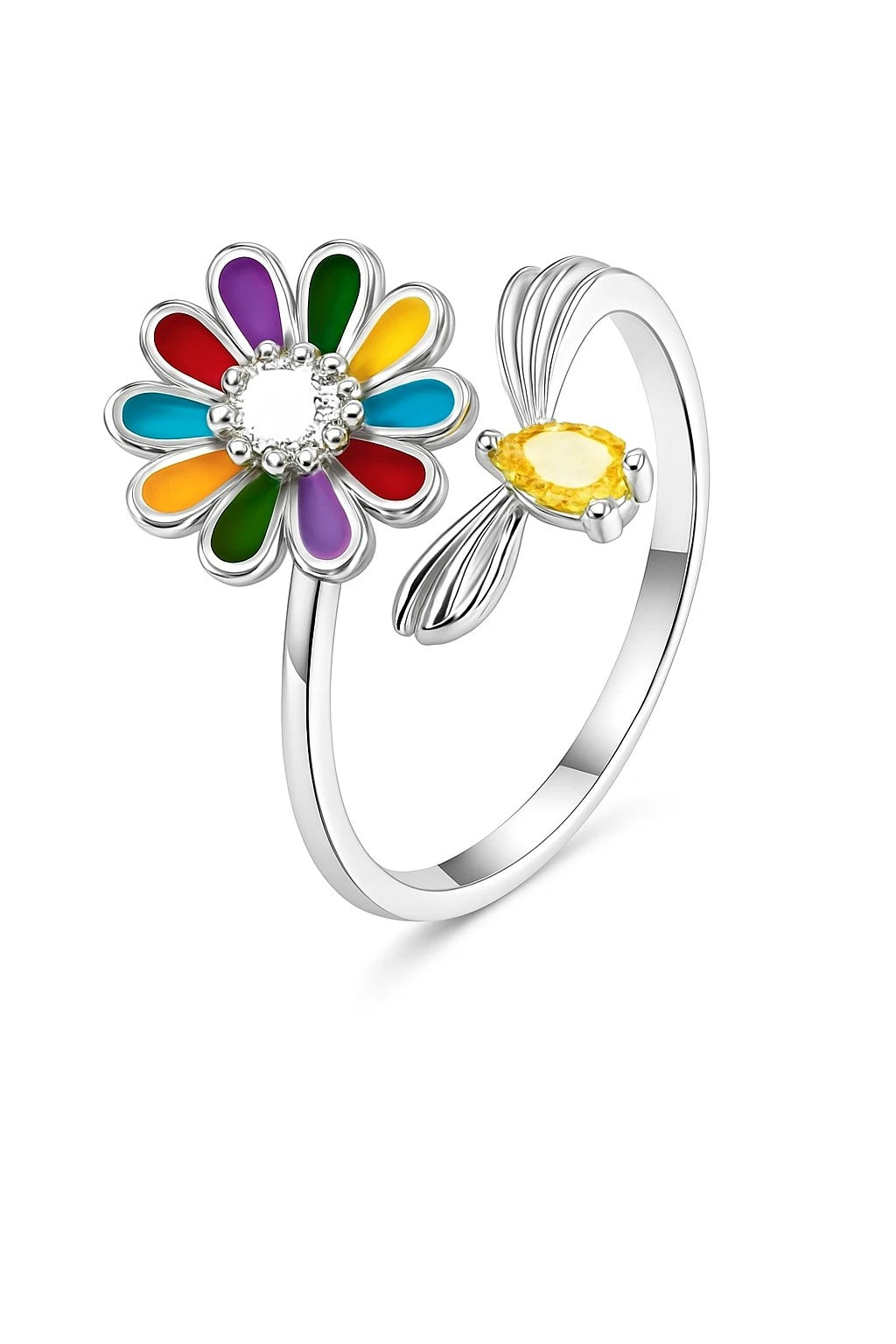 Flower and Bee Spinner Ring