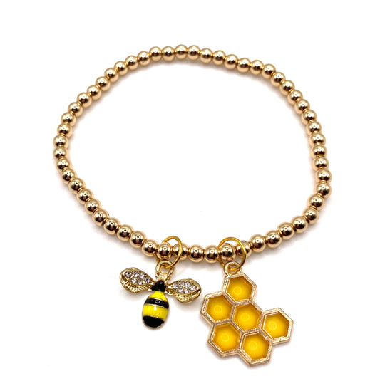 Bee and Honeycomb Charm Bracelet