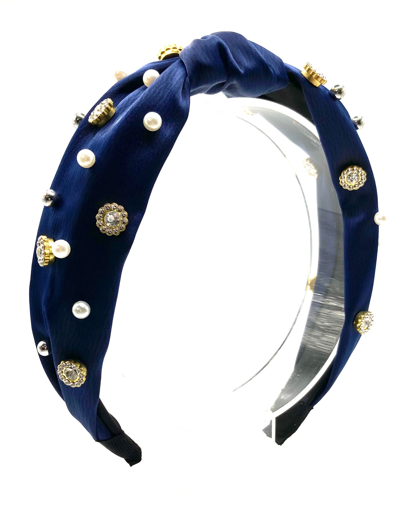 Royal Blue Bejewelled Knot Hairband