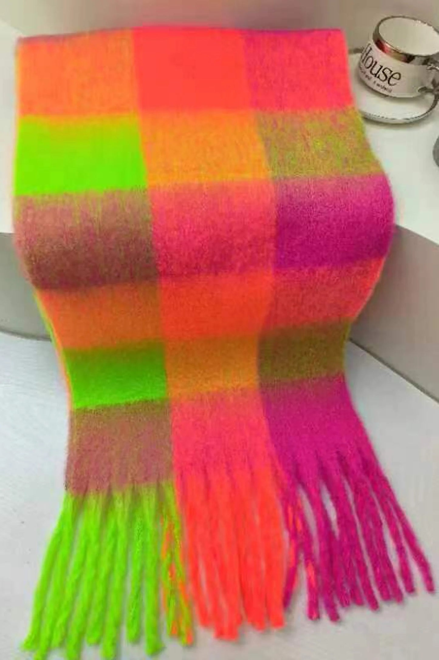 Colourful Check Tassel Blanket Scarf