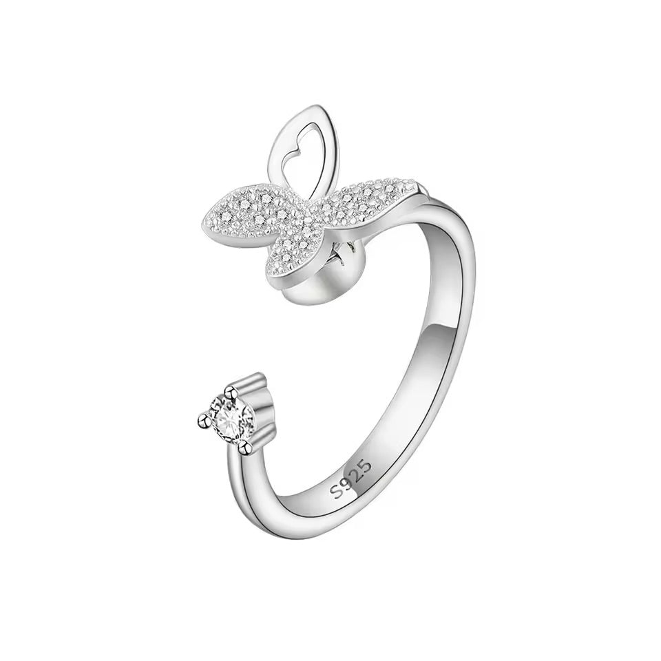 Diamante Butterfly Spinner Ring