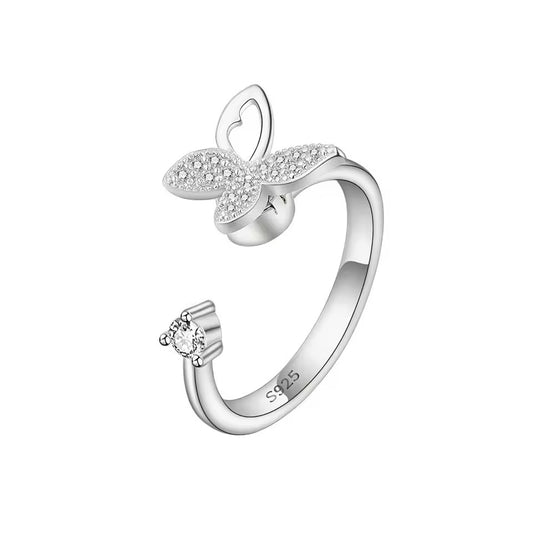 Diamante Butterfly Anxiety Spinner Ring