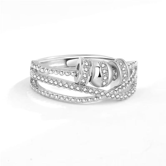 Diamante Cross Over Spinner Ring