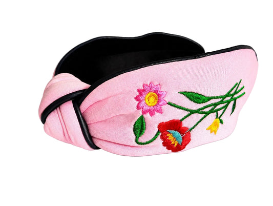 Embroidered Floral Knot Hairband