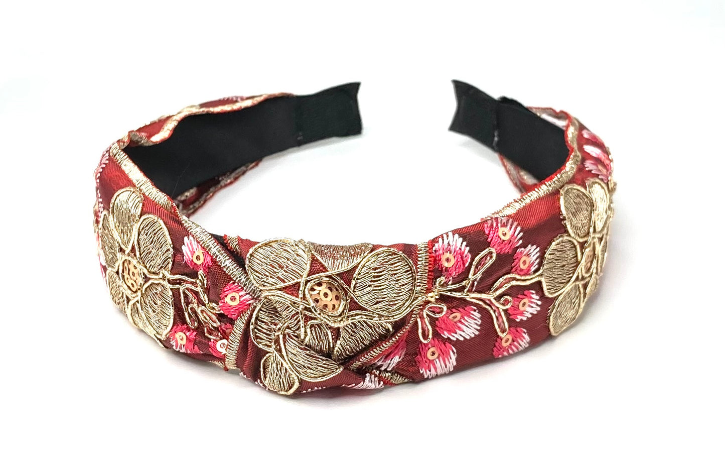 Flower Embroidered Knot Hair Band