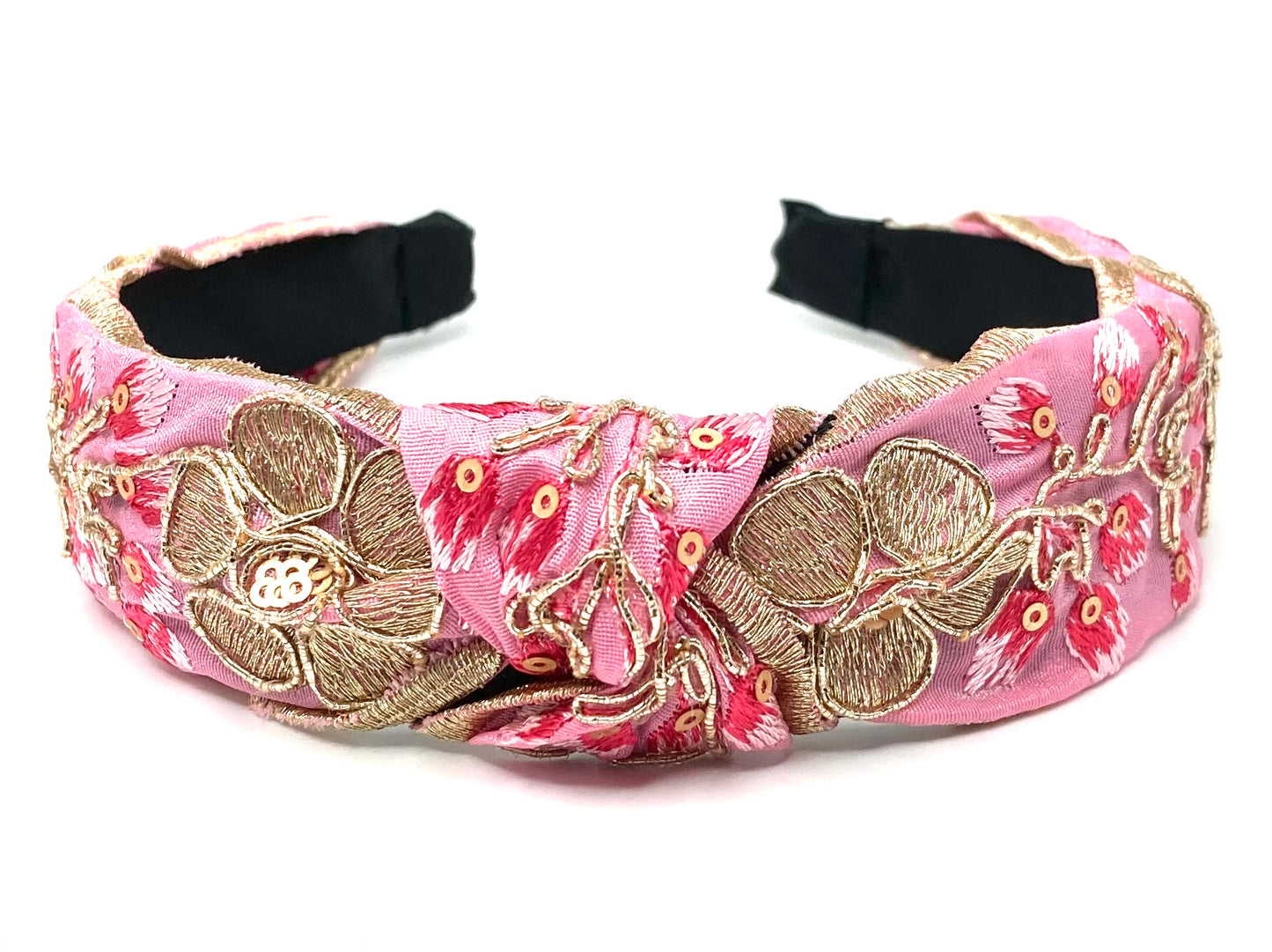 Flower Embroidered Knot Hair Band