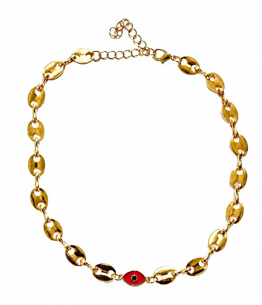 Pink Evil Eye Choker Necklace