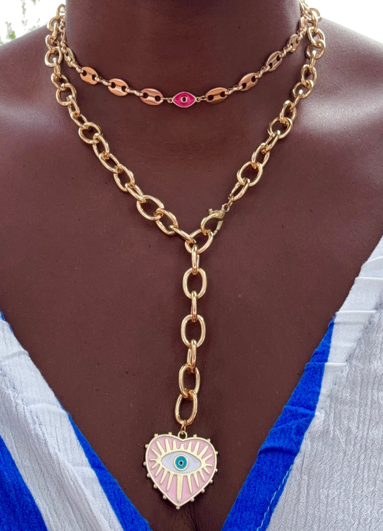 Pink Evil Eye Choker Necklace