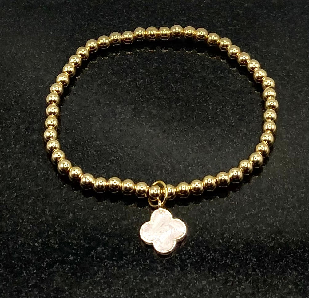 Clover Leaf Charm Beaded Bracelet