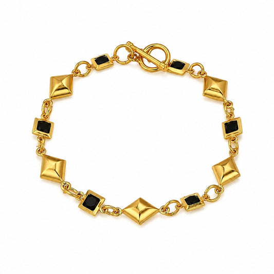 Gold & Black Geometric Link Bracelet
