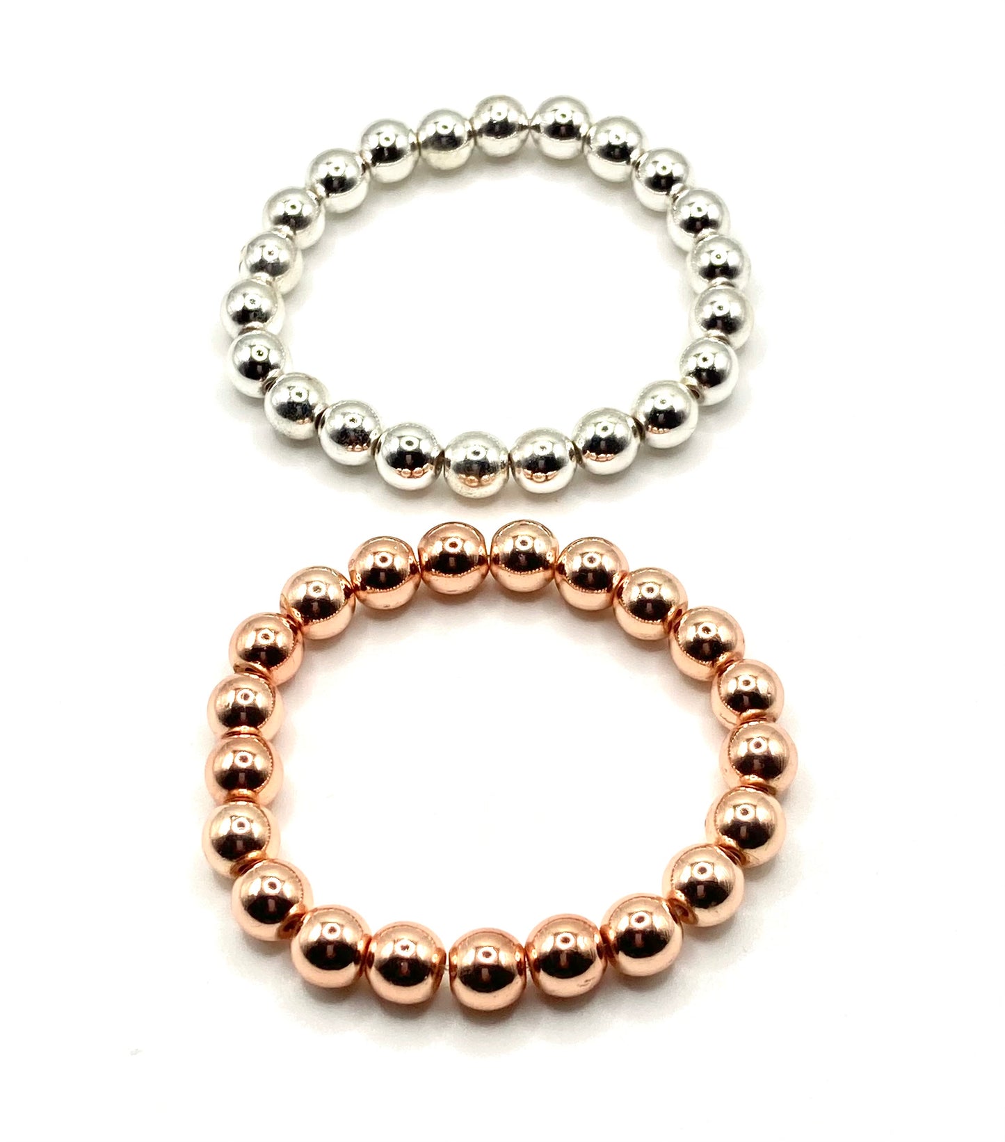 Rose Gold or Silver Hematite Beaded Bracelet