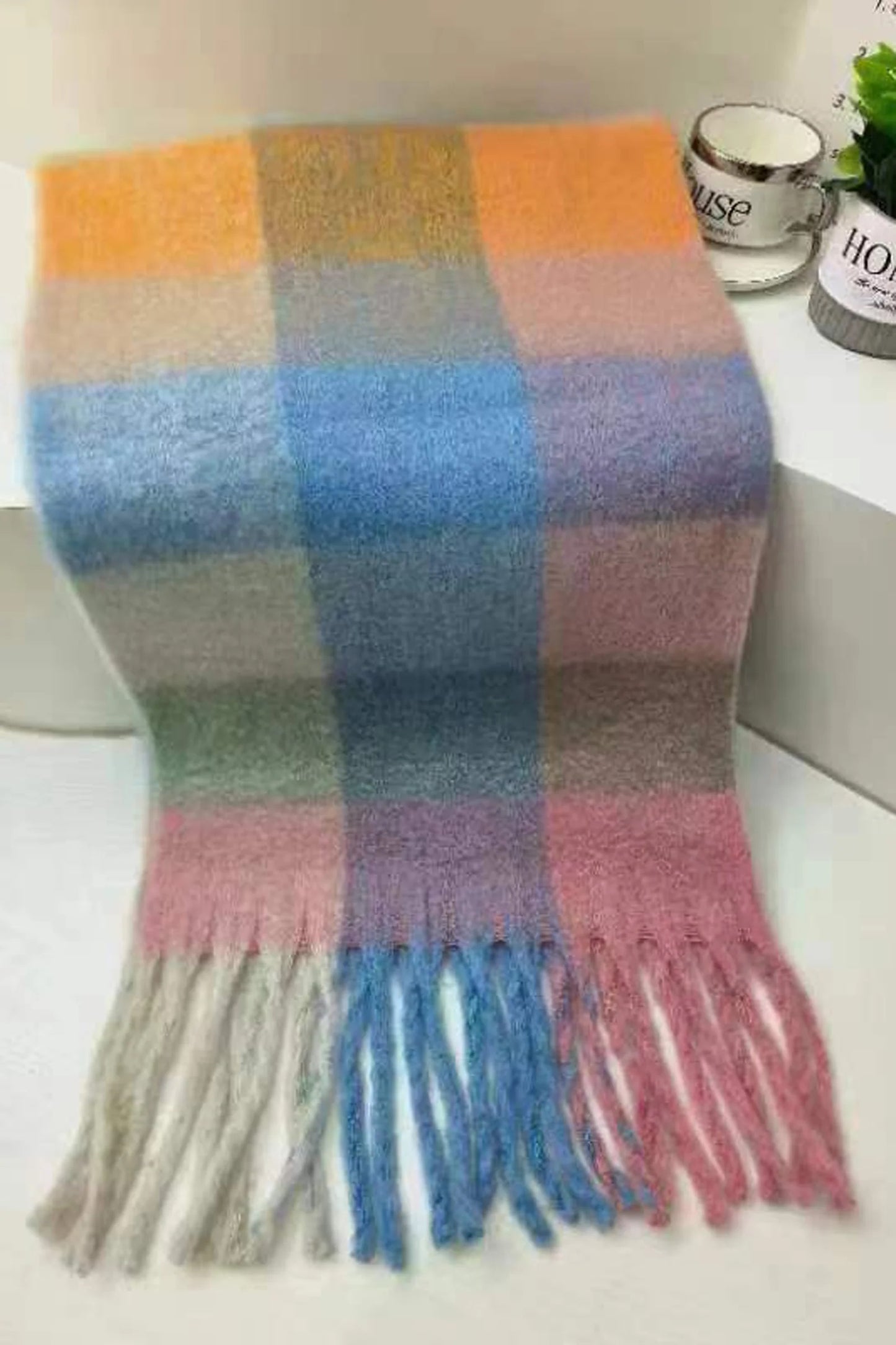 Colourful Check Tassel Blanket Scarf