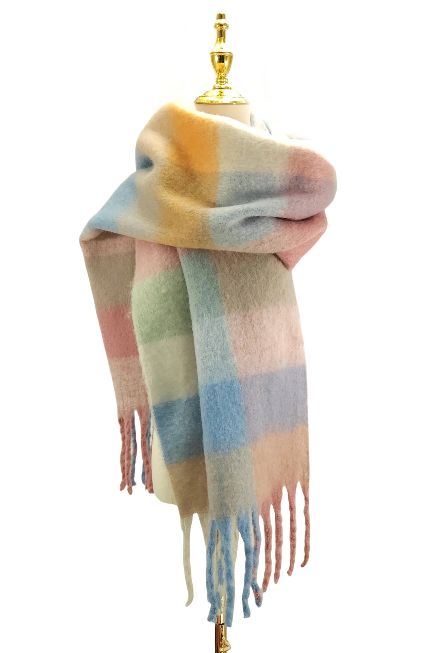 Colourful Check Tassel Blanket Scarf