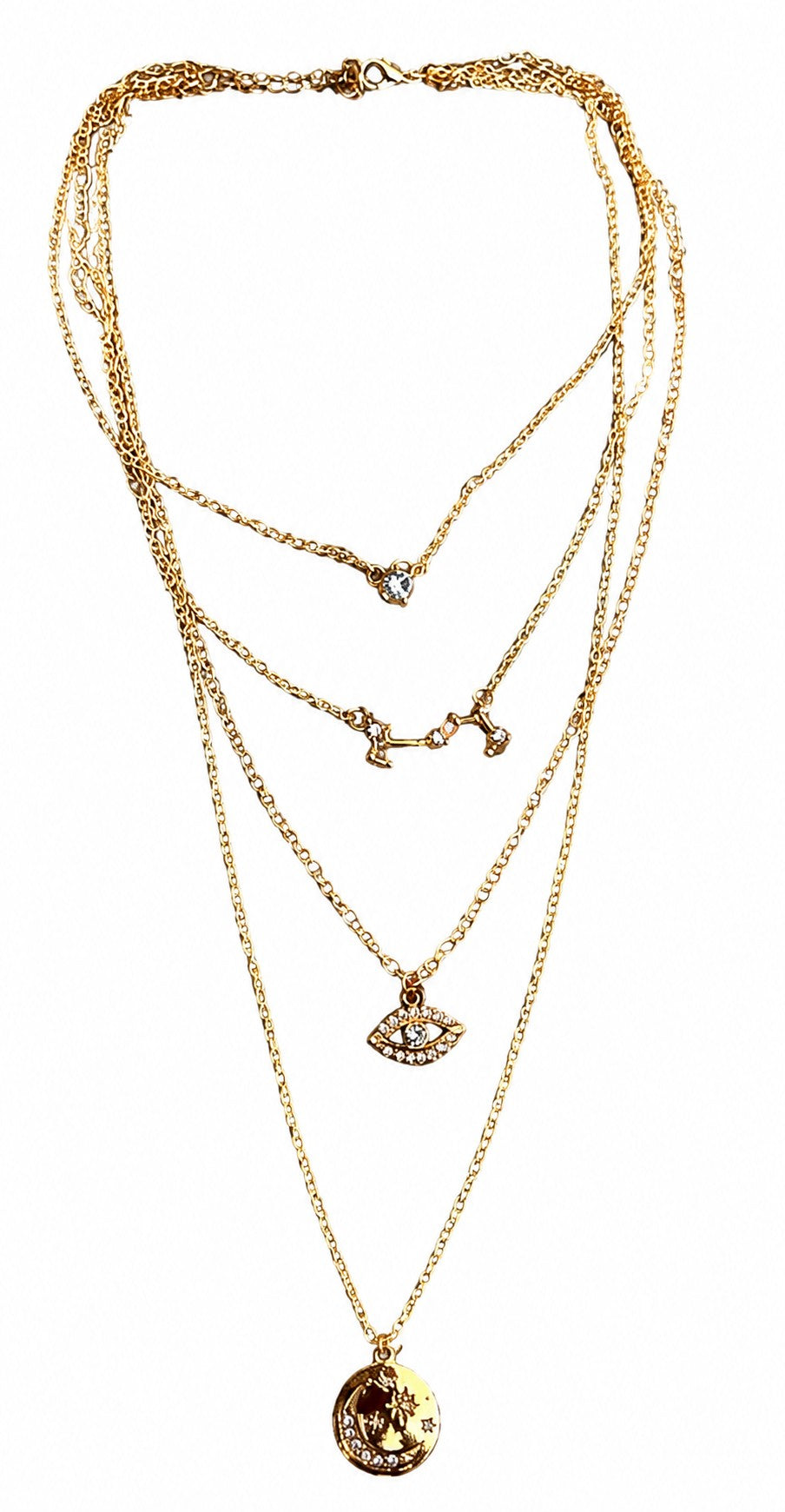 Moon & Evil Eye Layered Necklace