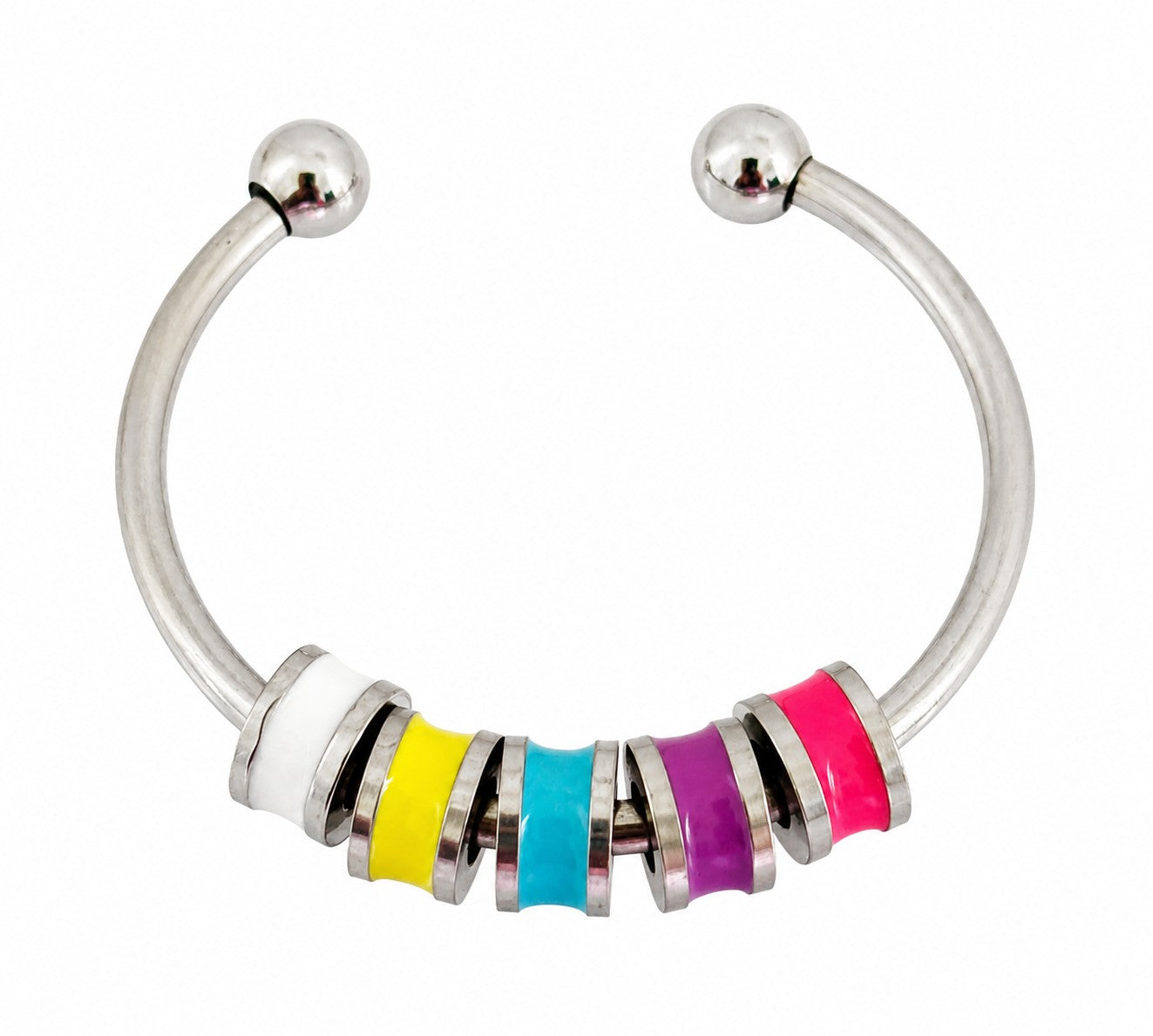 Rainbow Multi Bead Spinner Ring