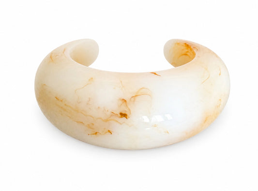 Cream Marble Effect Resin Cuff Bangle