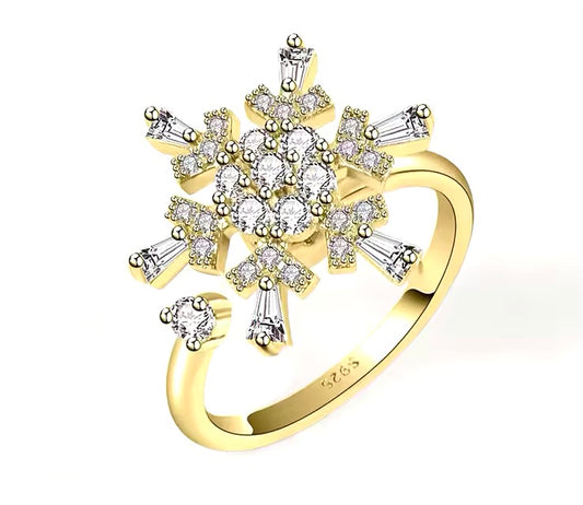 Snowflake Adjustable Anxiety Spinner Ring