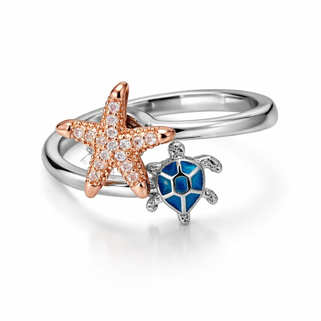 Starfish & Turtle Spinner Ring