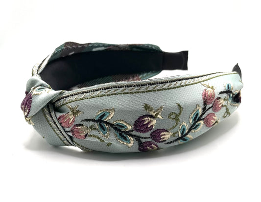 Embroidered Floral Knot Hair Band