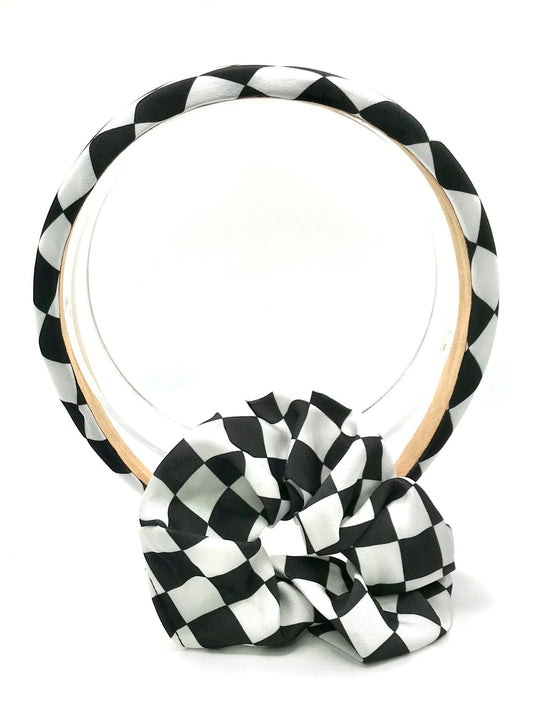 Chequered Baroque Hair Band and Scrunchie Set