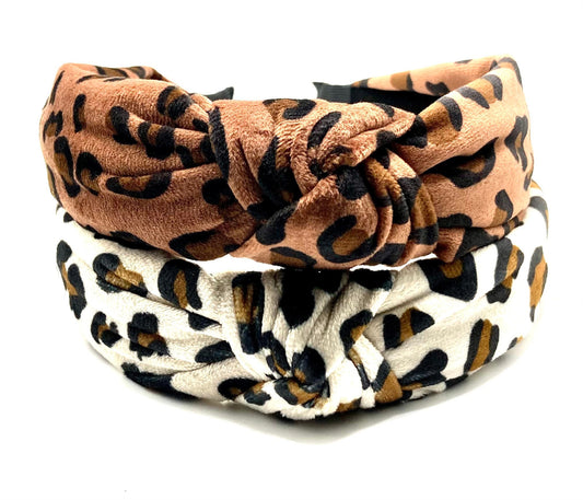 Velvet Leopard Knot Hair Band