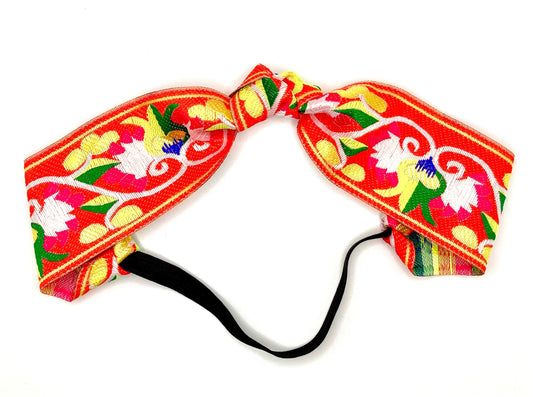 Floral Embroidered Knot Head Band