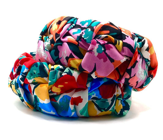 Wide Pleated Floral Hair Band