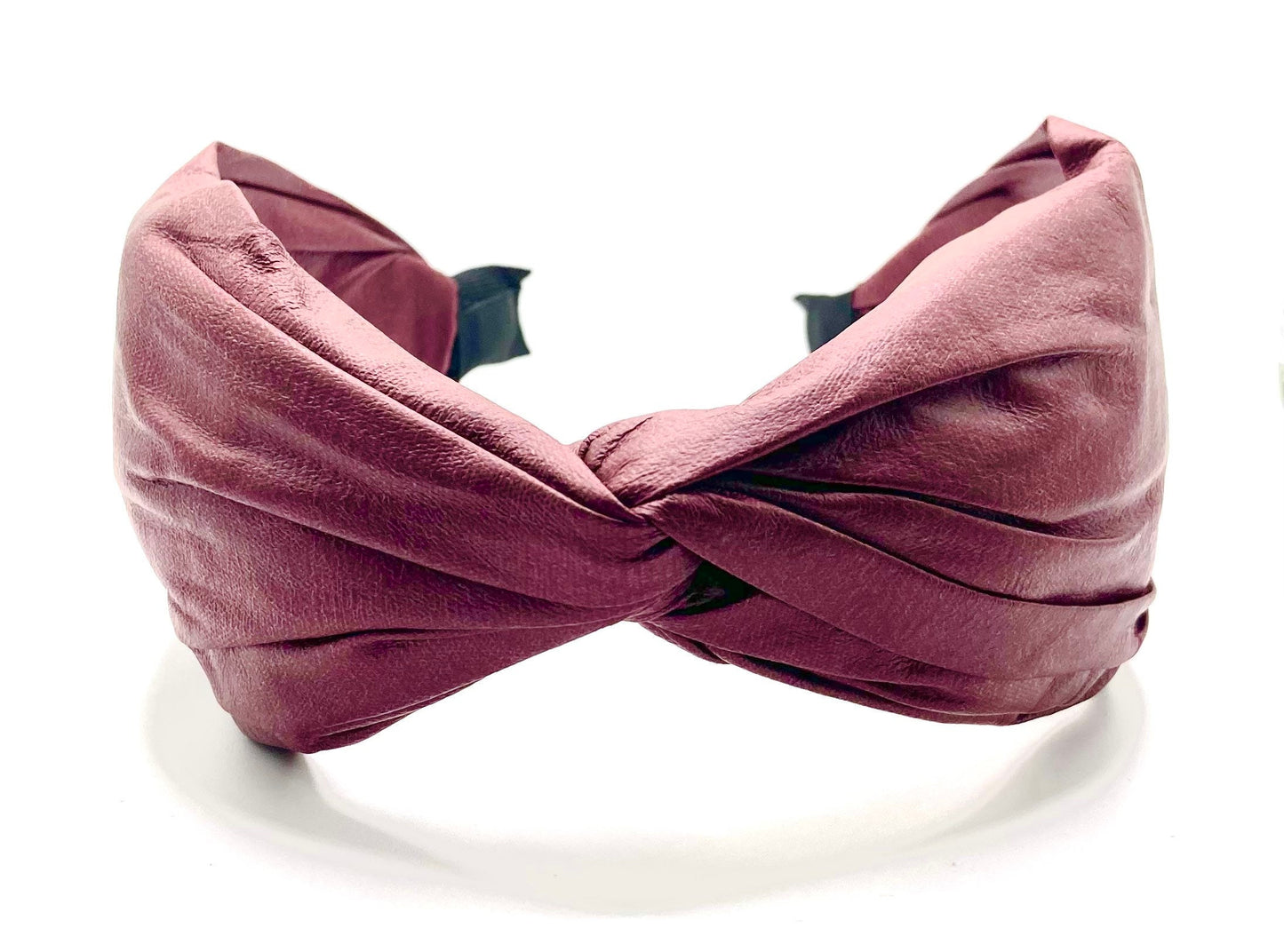 Burgundy Faux Leather Wide Hair Band